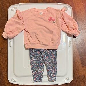 Carter's Pink Crewneck with Floral Print leggings
